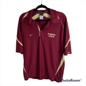 Nike Florida State Seminoles Polo Shirt Large Men’s Red Gold Dri Fit